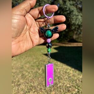 Purple and Green Butterfly Keychain Accessory with light